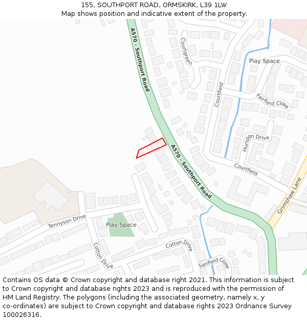 155, SOUTHPORT ROAD, ORMSKIRK, L39 1LW: Location map and indicative extent of plot