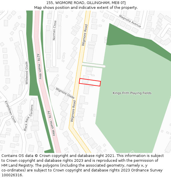 155, WIGMORE ROAD, GILLINGHAM, ME8 0TJ: Location map and indicative extent of plot