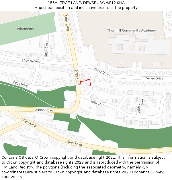 155A, EDGE LANE, DEWSBURY, WF12 0HA: Location map and indicative extent of plot