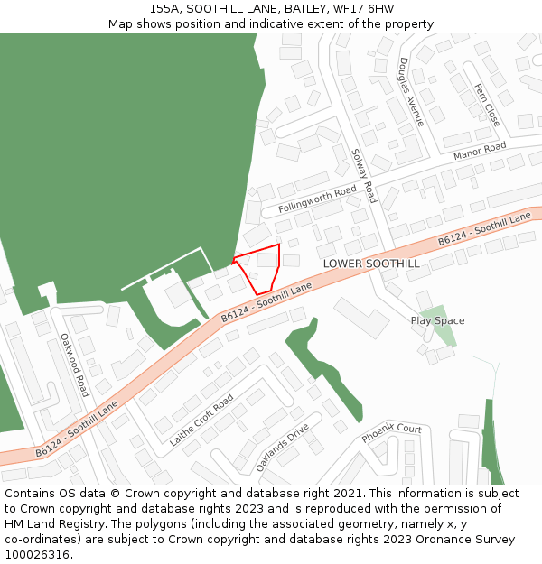 155A, SOOTHILL LANE, BATLEY, WF17 6HW: Location map and indicative extent of plot