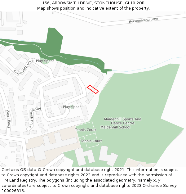 156, ARROWSMITH DRIVE, STONEHOUSE, GL10 2QR: Location map and indicative extent of plot