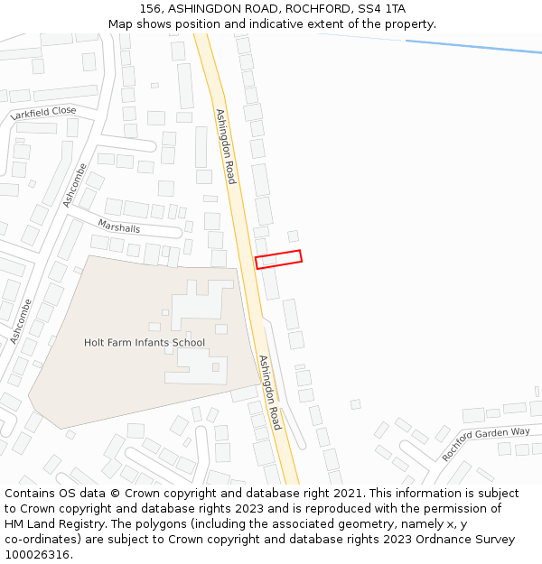 156, ASHINGDON ROAD, ROCHFORD, SS4 1TA: Location map and indicative extent of plot