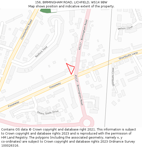 156, BIRMINGHAM ROAD, LICHFIELD, WS14 9BW: Location map and indicative extent of plot