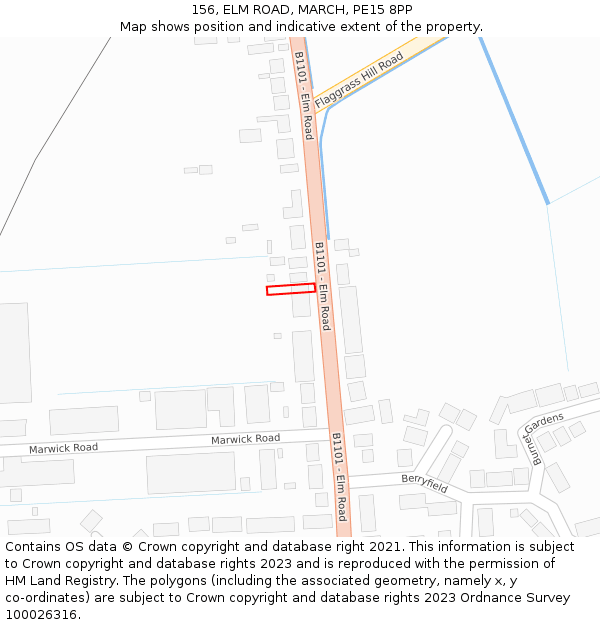 156, ELM ROAD, MARCH, PE15 8PP: Location map and indicative extent of plot