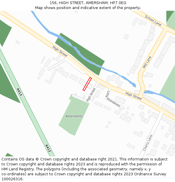 156, HIGH STREET, AMERSHAM, HP7 0EG: Location map and indicative extent of plot