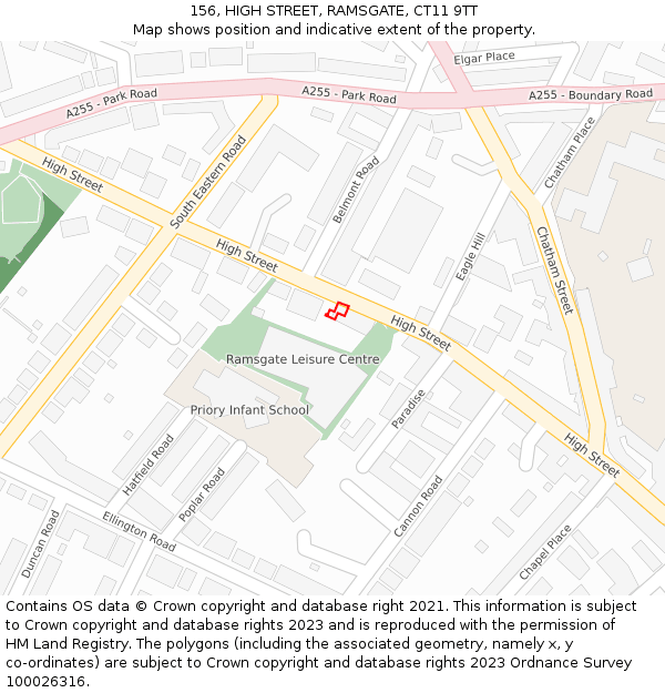 156, HIGH STREET, RAMSGATE, CT11 9TT: Location map and indicative extent of plot