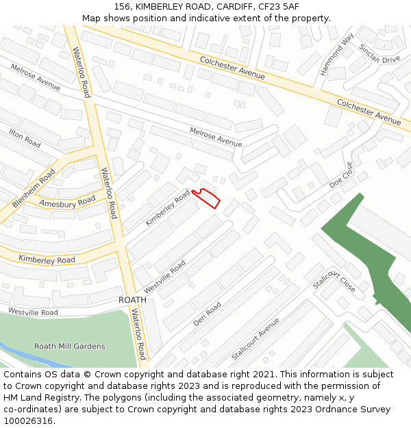 156, KIMBERLEY ROAD, CARDIFF, CF23 5AF: Location map and indicative extent of plot