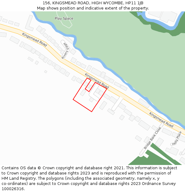 156, KINGSMEAD ROAD, HIGH WYCOMBE, HP11 1JB: Location map and indicative extent of plot