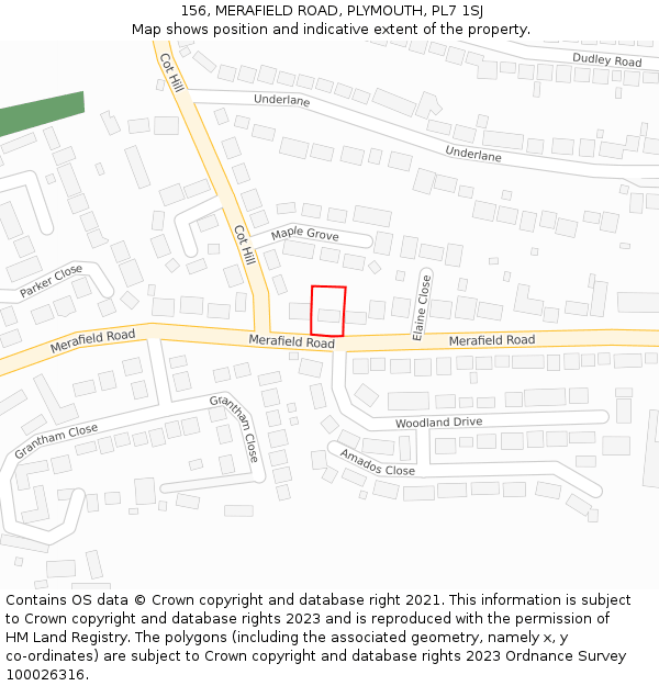 156, MERAFIELD ROAD, PLYMOUTH, PL7 1SJ: Location map and indicative extent of plot