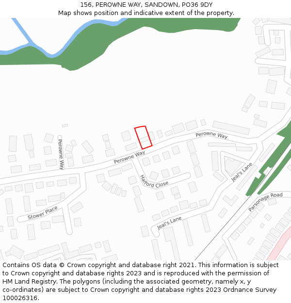 156, PEROWNE WAY, SANDOWN, PO36 9DY: Location map and indicative extent of plot