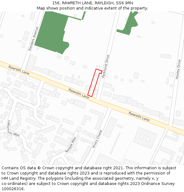 156, RAWRETH LANE, RAYLEIGH, SS6 9RN: Location map and indicative extent of plot