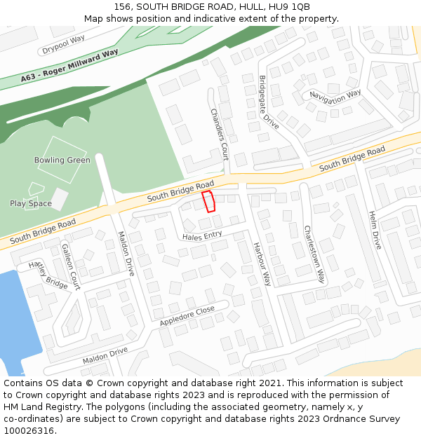 156, SOUTH BRIDGE ROAD, HULL, HU9 1QB: Location map and indicative extent of plot