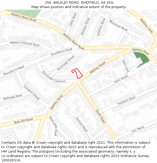 156, WALKLEY ROAD, SHEFFIELD, S6 2XQ: Location map and indicative extent of plot
