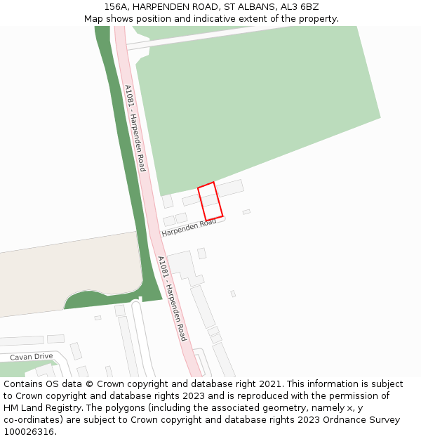 156A, HARPENDEN ROAD, ST ALBANS, AL3 6BZ: Location map and indicative extent of plot