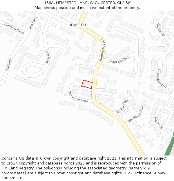 156A, HEMPSTED LANE, GLOUCESTER, GL2 5JY: Location map and indicative extent of plot