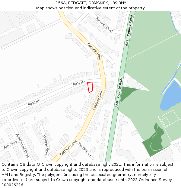 156A, REDGATE, ORMSKIRK, L39 3NY: Location map and indicative extent of plot