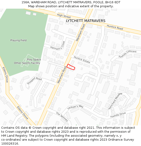 156A, WAREHAM ROAD, LYTCHETT MATRAVERS, POOLE, BH16 6DT: Location map and indicative extent of plot