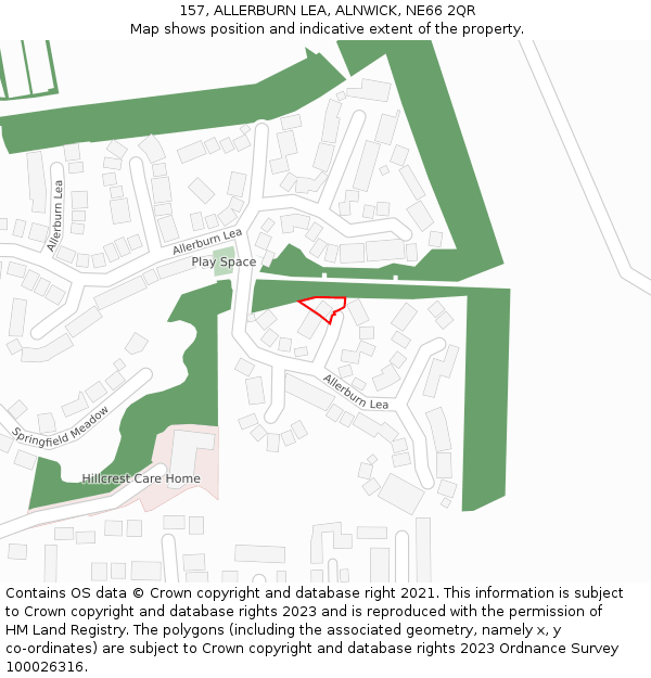 157, ALLERBURN LEA, ALNWICK, NE66 2QR: Location map and indicative extent of plot