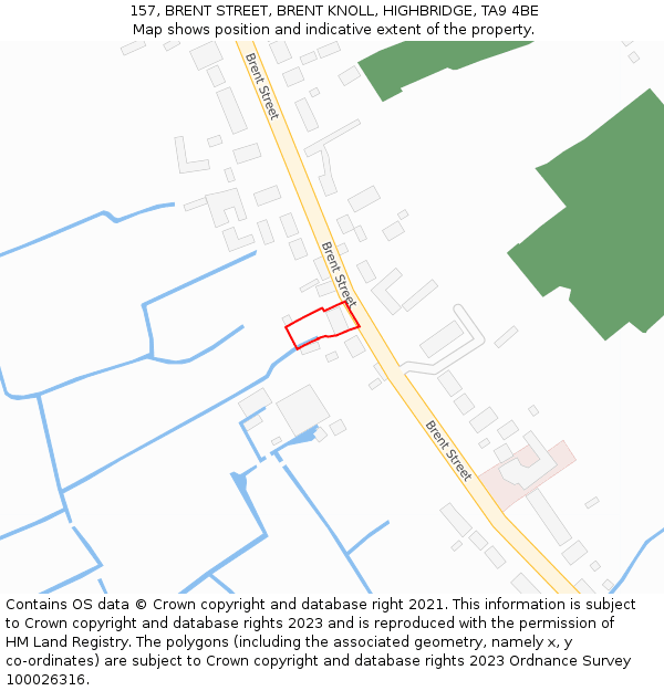 157, BRENT STREET, BRENT KNOLL, HIGHBRIDGE, TA9 4BE: Location map and indicative extent of plot