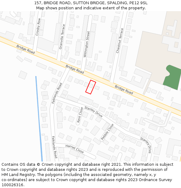 157, BRIDGE ROAD, SUTTON BRIDGE, SPALDING, PE12 9SL: Location map and indicative extent of plot