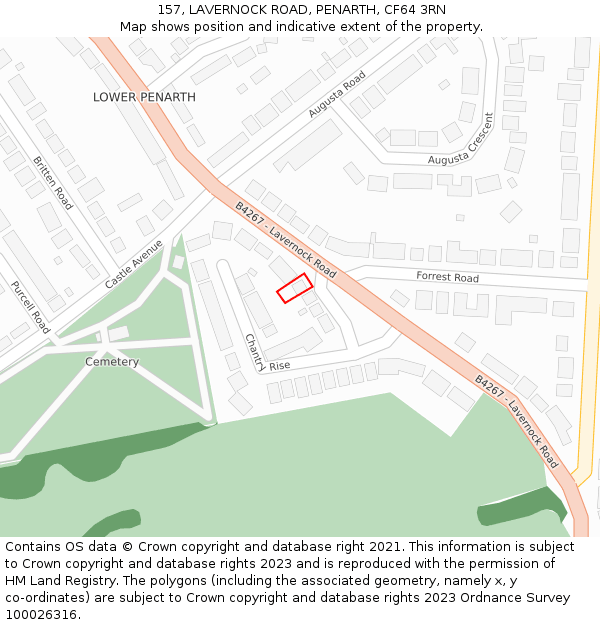 157, LAVERNOCK ROAD, PENARTH, CF64 3RN: Location map and indicative extent of plot