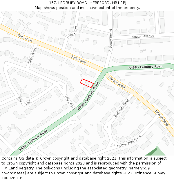 157, LEDBURY ROAD, HEREFORD, HR1 1RJ: Location map and indicative extent of plot