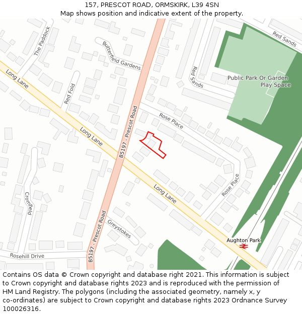 157, PRESCOT ROAD, ORMSKIRK, L39 4SN: Location map and indicative extent of plot