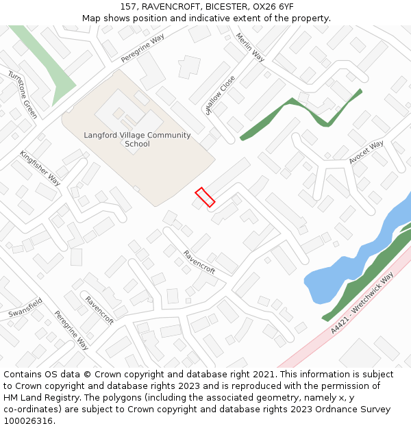 157, RAVENCROFT, BICESTER, OX26 6YF: Location map and indicative extent of plot