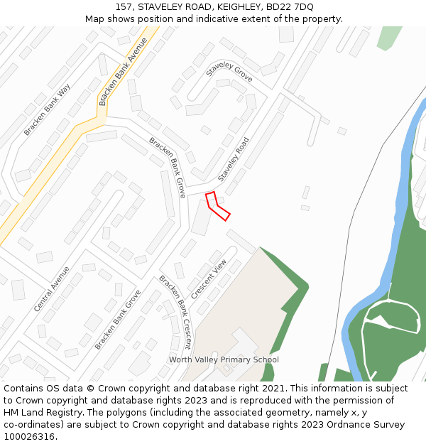 157, STAVELEY ROAD, KEIGHLEY, BD22 7DQ: Location map and indicative extent of plot