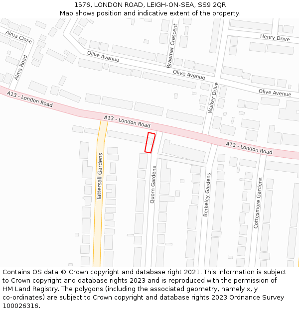 1576, LONDON ROAD, LEIGH-ON-SEA, SS9 2QR: Location map and indicative extent of plot