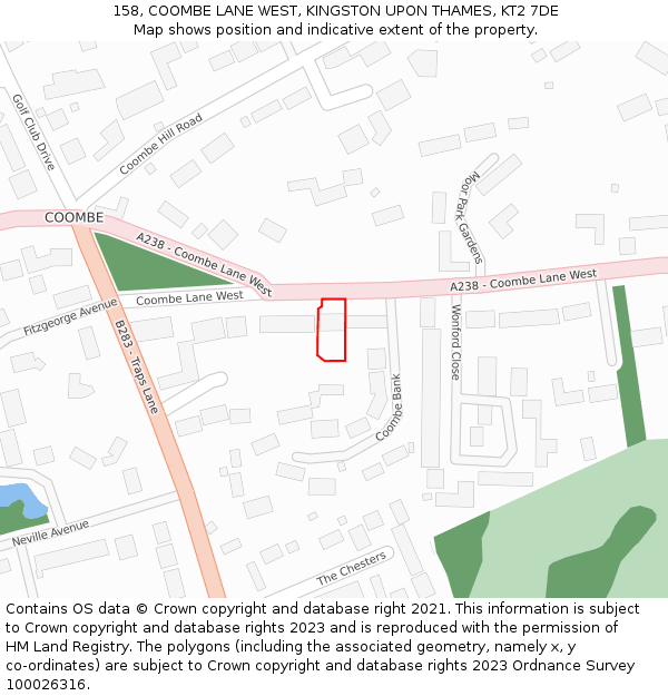158, COOMBE LANE WEST, KINGSTON UPON THAMES, KT2 7DE: Location map and indicative extent of plot