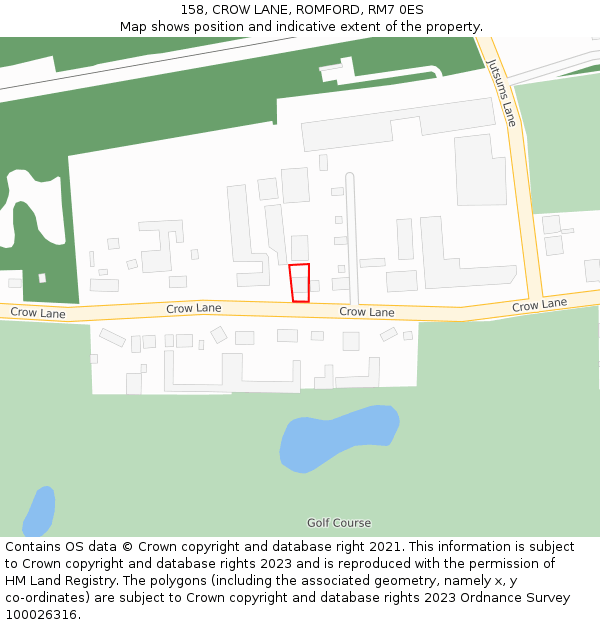 158, CROW LANE, ROMFORD, RM7 0ES: Location map and indicative extent of plot