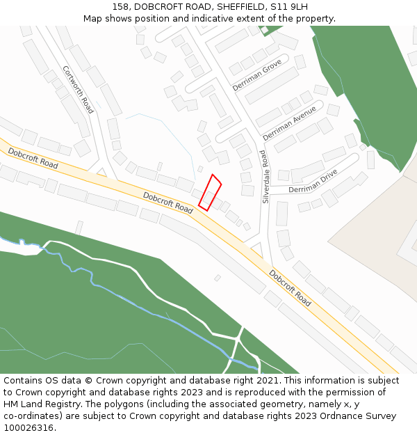 158, DOBCROFT ROAD, SHEFFIELD, S11 9LH: Location map and indicative extent of plot