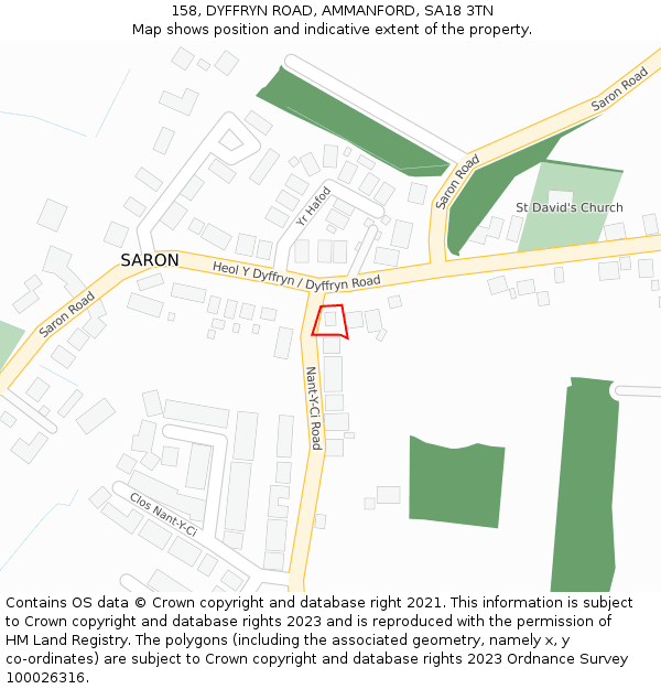 158, DYFFRYN ROAD, AMMANFORD, SA18 3TN: Location map and indicative extent of plot