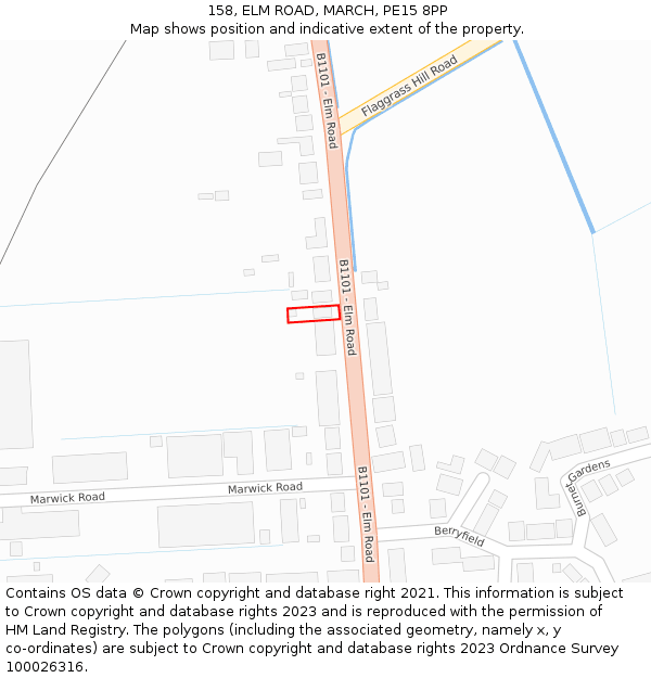 158, ELM ROAD, MARCH, PE15 8PP: Location map and indicative extent of plot