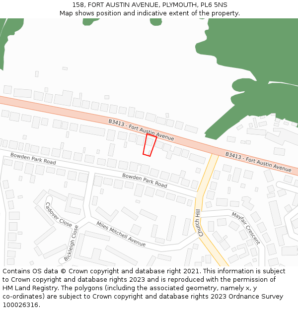 158, FORT AUSTIN AVENUE, PLYMOUTH, PL6 5NS: Location map and indicative extent of plot
