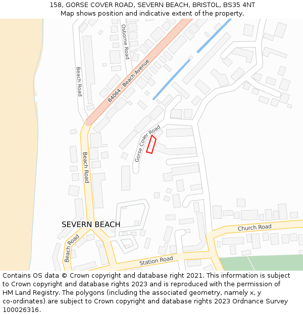 158, GORSE COVER ROAD, SEVERN BEACH, BRISTOL, BS35 4NT: Location map and indicative extent of plot