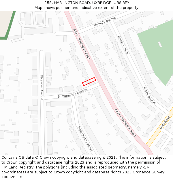 158, HARLINGTON ROAD, UXBRIDGE, UB8 3EY: Location map and indicative extent of plot