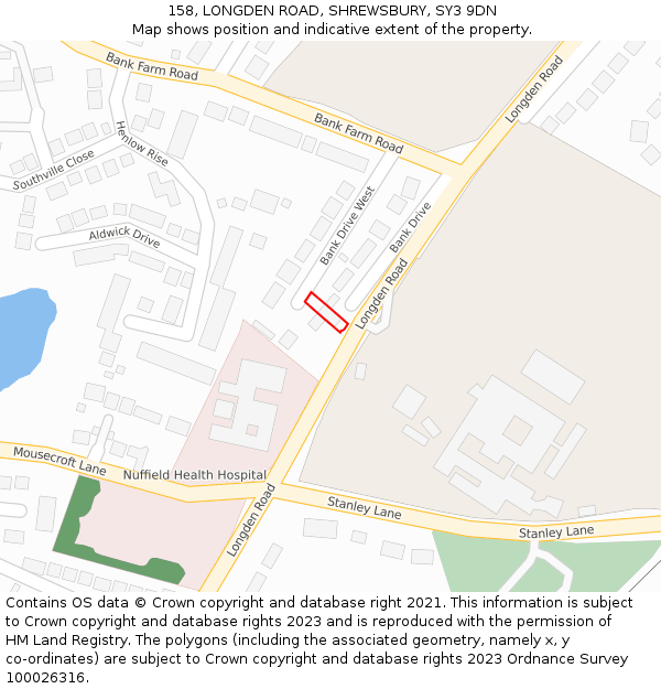 158, LONGDEN ROAD, SHREWSBURY, SY3 9DN: Location map and indicative extent of plot