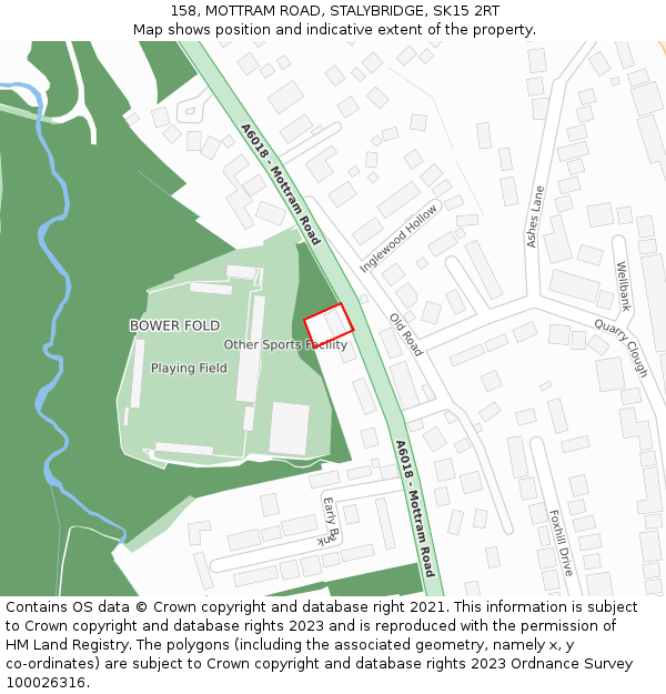 158, MOTTRAM ROAD, STALYBRIDGE, SK15 2RT: Location map and indicative extent of plot