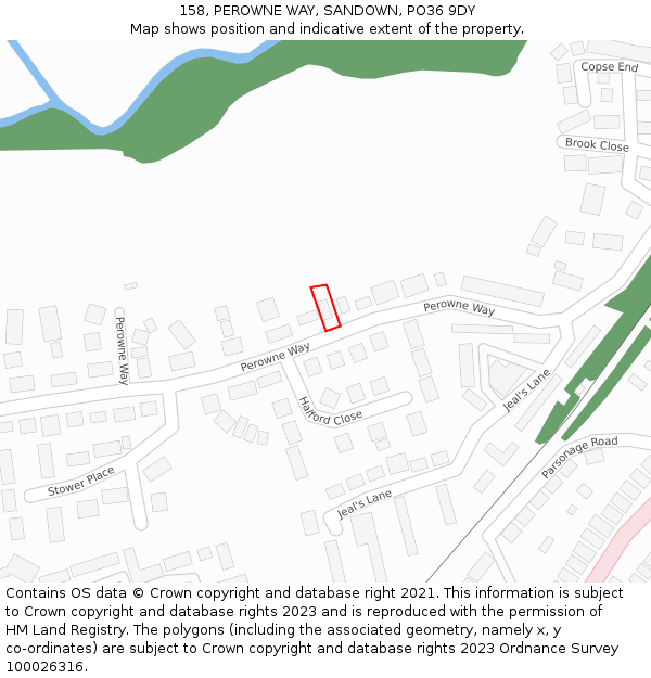 158, PEROWNE WAY, SANDOWN, PO36 9DY: Location map and indicative extent of plot