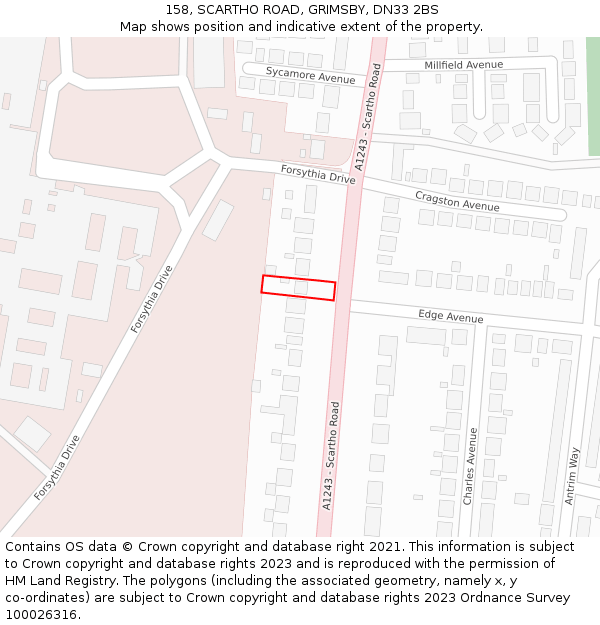 158, SCARTHO ROAD, GRIMSBY, DN33 2BS: Location map and indicative extent of plot