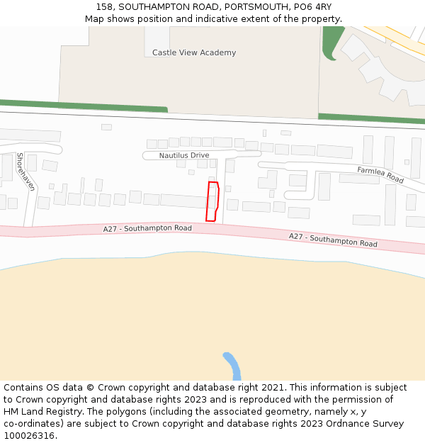 158, SOUTHAMPTON ROAD, PORTSMOUTH, PO6 4RY: Location map and indicative extent of plot