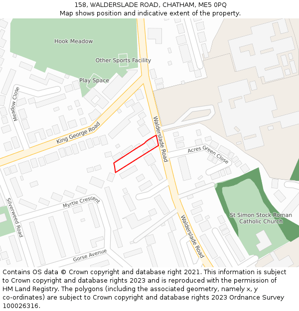 158, WALDERSLADE ROAD, CHATHAM, ME5 0PQ: Location map and indicative extent of plot