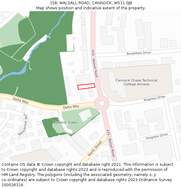 158, WALSALL ROAD, CANNOCK, WS11 0JB: Location map and indicative extent of plot