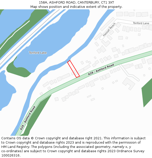 158A, ASHFORD ROAD, CANTERBURY, CT1 3XT: Location map and indicative extent of plot