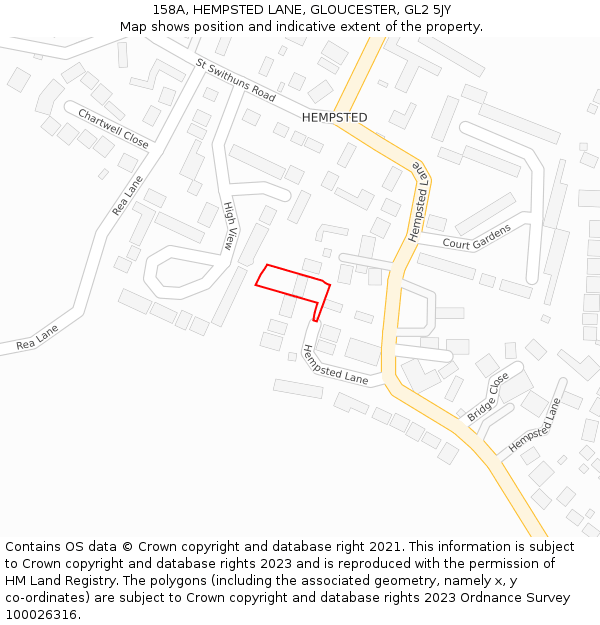 158A, HEMPSTED LANE, GLOUCESTER, GL2 5JY: Location map and indicative extent of plot