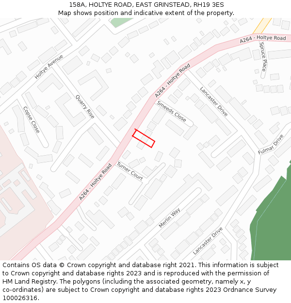 158A, HOLTYE ROAD, EAST GRINSTEAD, RH19 3ES: Location map and indicative extent of plot