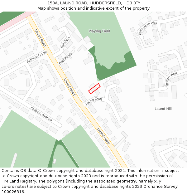 158A, LAUND ROAD, HUDDERSFIELD, HD3 3TY: Location map and indicative extent of plot