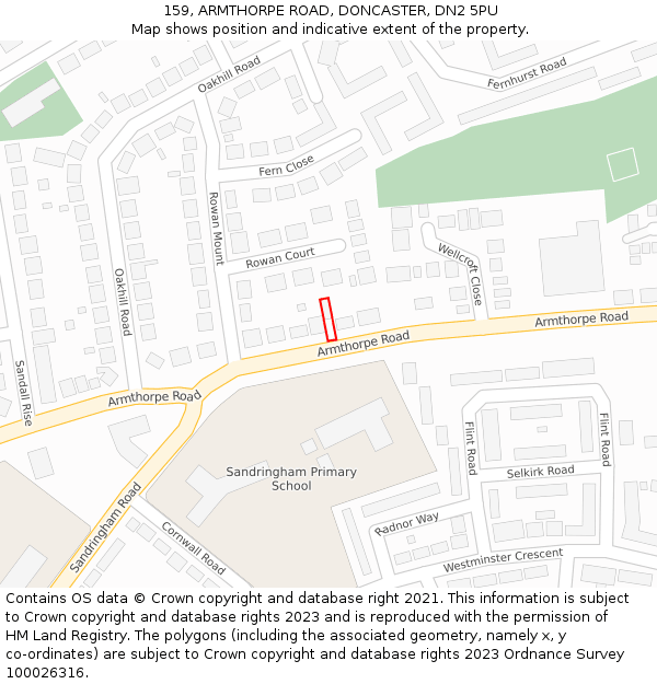 159, ARMTHORPE ROAD, DONCASTER, DN2 5PU: Location map and indicative extent of plot
